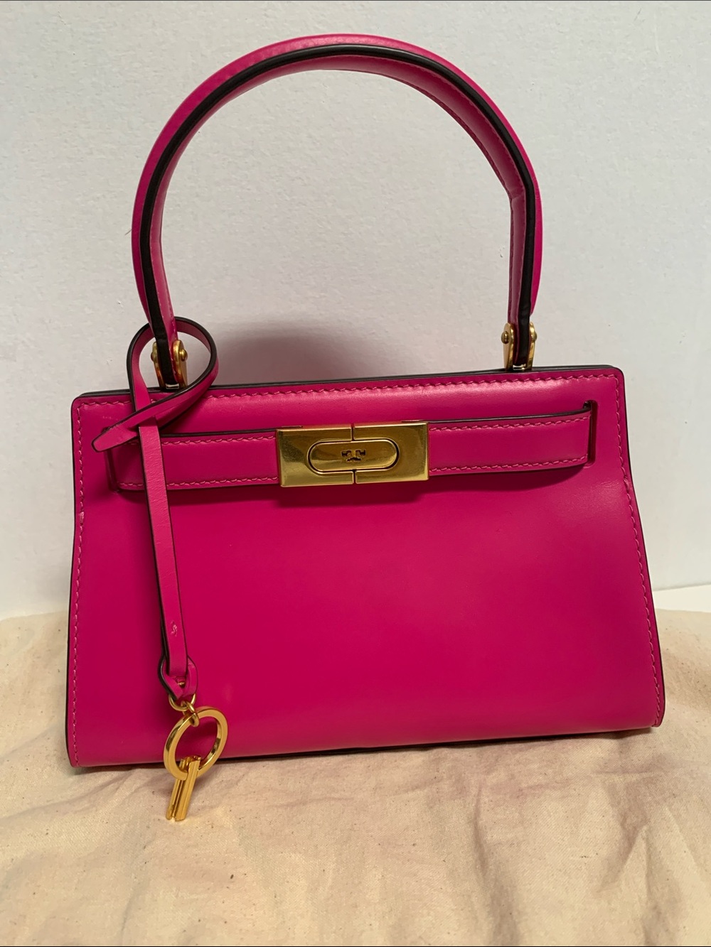 Tory Burch Hot Pink Mini Top-Handle Bag with Gold Hardware - Picture 4 of 12